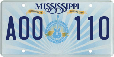 MS license plate AOO110