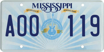MS license plate AOO119
