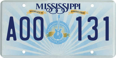 MS license plate AOO131