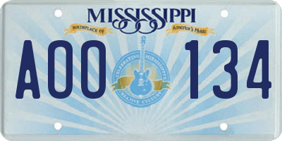 MS license plate AOO134