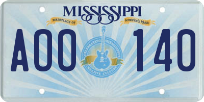 MS license plate AOO140