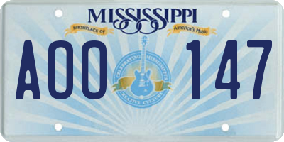 MS license plate AOO147
