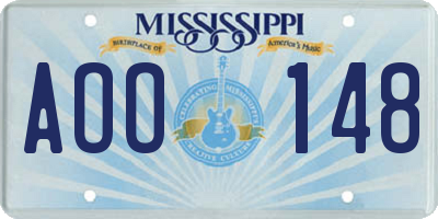 MS license plate AOO148