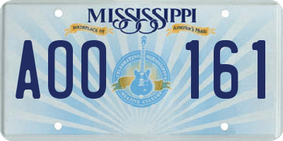 MS license plate AOO161