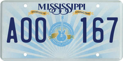 MS license plate AOO167