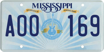 MS license plate AOO169