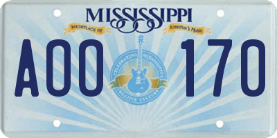 MS license plate AOO170