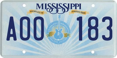 MS license plate AOO183