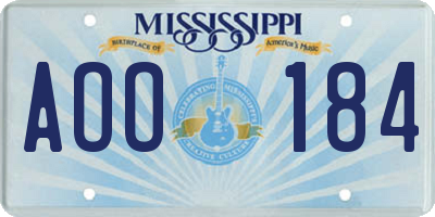 MS license plate AOO184