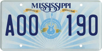 MS license plate AOO190