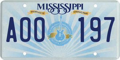 MS license plate AOO197