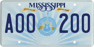 MS license plate AOO200