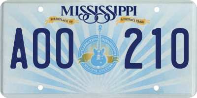 MS license plate AOO210