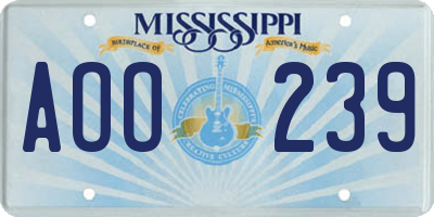 MS license plate AOO239
