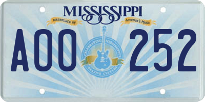 MS license plate AOO252
