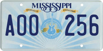 MS license plate AOO256