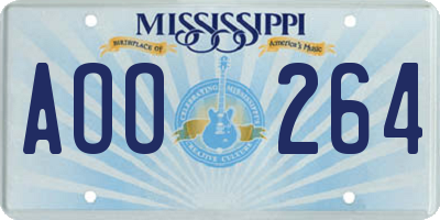 MS license plate AOO264