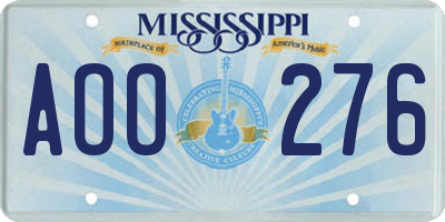 MS license plate AOO276