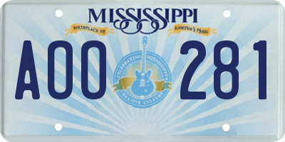 MS license plate AOO281