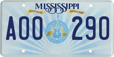 MS license plate AOO290