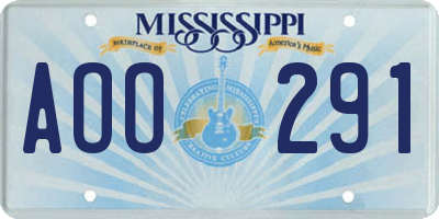 MS license plate AOO291
