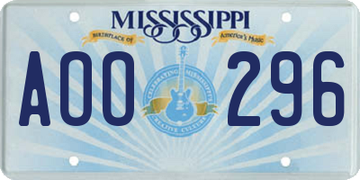 MS license plate AOO296