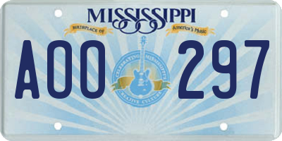 MS license plate AOO297