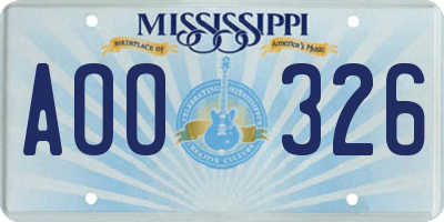 MS license plate AOO326