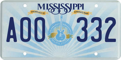 MS license plate AOO332