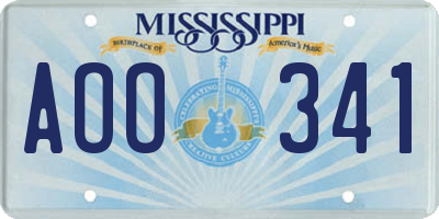 MS license plate AOO341
