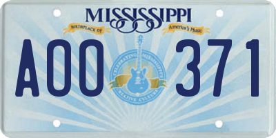 MS license plate AOO371