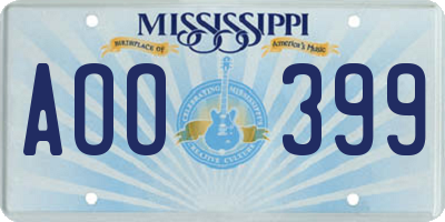 MS license plate AOO399
