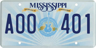 MS license plate AOO401