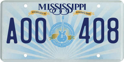 MS license plate AOO408