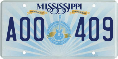MS license plate AOO409