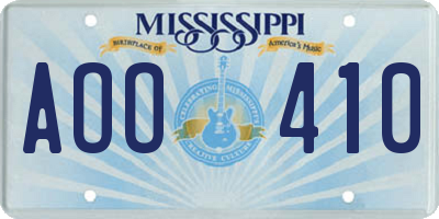 MS license plate AOO410