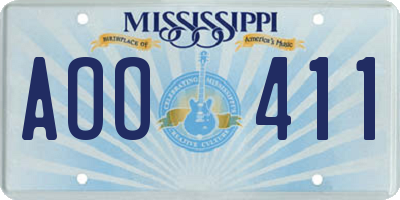 MS license plate AOO411