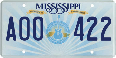 MS license plate AOO422