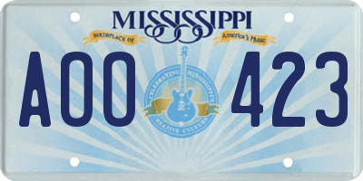 MS license plate AOO423