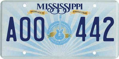 MS license plate AOO442