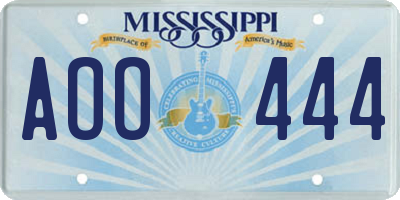 MS license plate AOO444