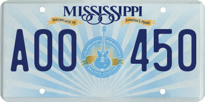 MS license plate AOO450
