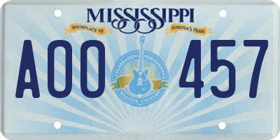 MS license plate AOO457