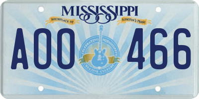 MS license plate AOO466