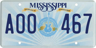 MS license plate AOO467