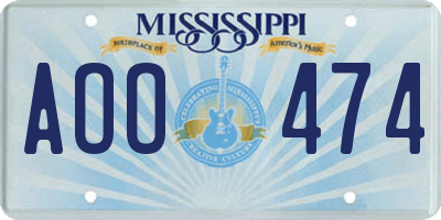 MS license plate AOO474