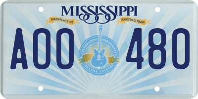 MS license plate AOO480