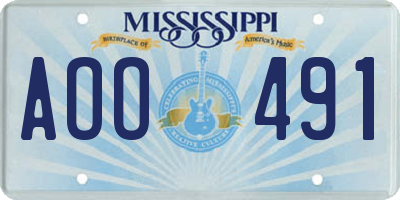 MS license plate AOO491