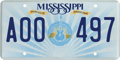 MS license plate AOO497