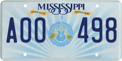 MS license plate AOO498